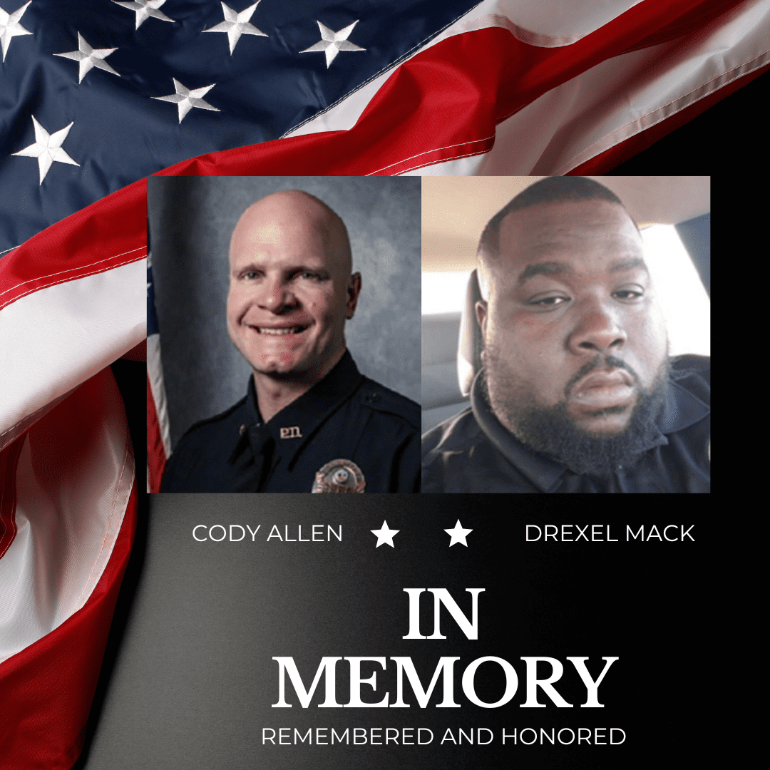 Cody Allen, left, and Drexel Mack, were killed in the line of duty serving an eviction notice to a 68-year-old man in Missouri.